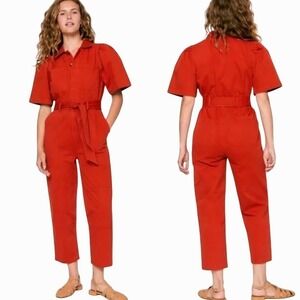 Sienna Women's Red Short-Sleeve Utility Jumpsuit